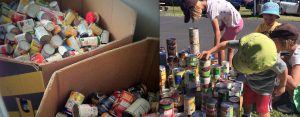 Can food drive, stacking cans